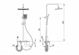Душевая стойка Ceruttispa LIVIO графит